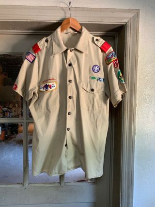 Bsa Boy Scouts America Uniform Shirt Mens Size Large Short Sleeve