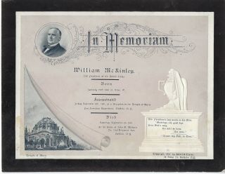 1901 President William Mckinley Memorial Memoriam Card - Pan - Am Buffalo Ny