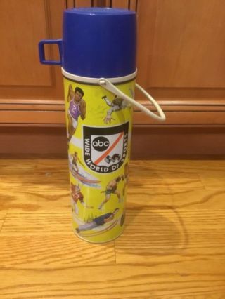 Vtg Abc Wide World Of Sports 1976 American Broadcasting Company Metal Thermos