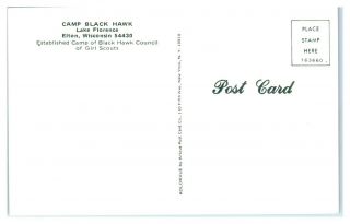 1950s/60s Girl Scouts Camp Black Hawk,  Lake Florence,  Elton,  WI Postcard 2