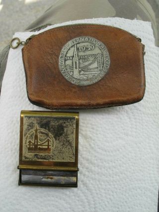 1939 San Francisco Golden Gate Expo Leather Coin Purse & Match Holder Cover