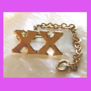Official Xx Roman Numeral 20 Year Adult Girl Scout Pin Chain Guard Rare,  Combine