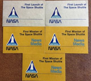 A Group Of First Launch Of Space Shuttle And First Mission News Media Passes