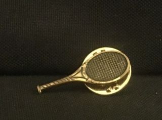 Vintage Tennis Racket Racquet Goldtone Lapel Hat Vest Pin Brooch