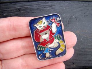 Cat Brooch Balalaika Enamel Pin Badge Russian Slavic Badge Vintage Cat Pin