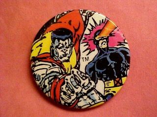 Marvel X - Men Colossus & Cyclops Comic Button Pin Back Badge Vintage 1987