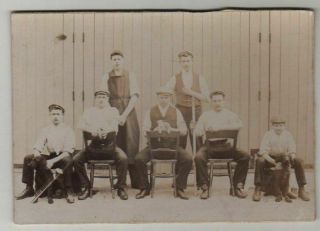 Antique Photograph,  Stable Lads/farm Workers With Dogs,  C1900