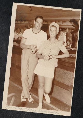 Vintage Antique Photograph Young Man & Woman Standing At Bar