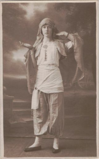 Vintage Photo Young Girl Dressed In Lawrence Of Arabia Type Outfit