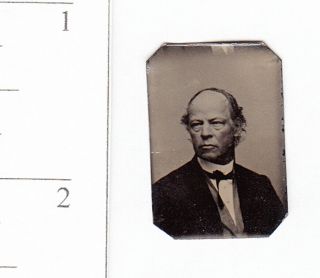 Civil War Era Miniature Gem Tintype Photo Older Balding Man.  349f