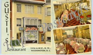 Washington Dc Gusti’s Restaurant Multi - View Linen Postcard 1940s