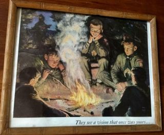 Vintage Boy Scout Print (ad) Bamboo Style Frame