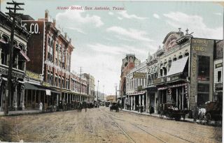 Postcard San Antonio Texas/tx Alamo Street Downtown Business Storefronts 1907