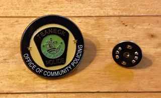 RARE Vtg Teaneck Police Department Office of Community Policing Hat Pin Badge NJ 2