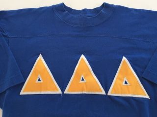 Vintage Tri Delta T Shirt M Blue Tri - Delt Fraternity Sorority College Medium