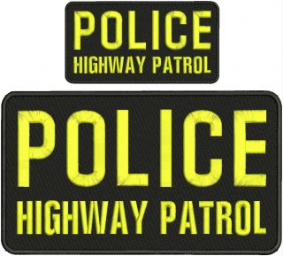 Police Highway Patrol Embroidery Patches 6x11 And 3x6 Hook On Back