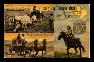 Dr Jim Stamps Us Transportation West Texas Horses Stagecoach Wagon Postcard