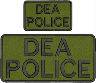Dea Police Embroidery Patches 4.  75 X 10 " And 3x5 Hook Black Letters
