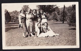 Vintage Antique Photograph Group Of Women Gathered In Backyard