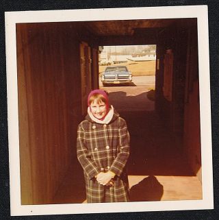 Vintage Photograph Little Girl In Coat Standing By Door - Vintage Car
