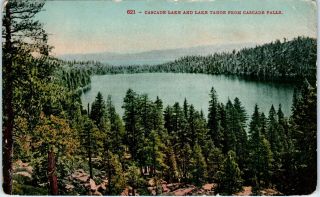 Lake Tahoe Area,  Ca View Of Cascade Lake & Tahoe From Falls 1911 Postcard