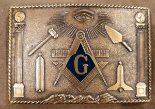 Vintage 1978 Masonic,  Mason,  Brass Belt Buckle Harry Klitzner Co 1978 Not Worn