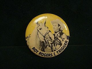 Roy Rogers And Trigger Cowboy Western Tv Show Pin Pin - Back Button 1 - 3/4 " Vintage