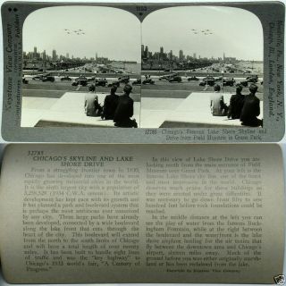 Keystone Stereoview Biplanes & Cars,  Chicago,  Illinois From 600/1200 Card Set A