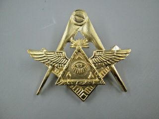 Freemasons Widows Sons 24kt Gold Plated Masonic Bikers Pin
