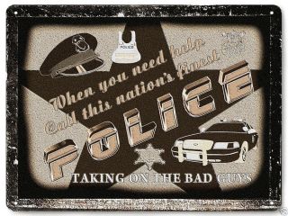 Police Metal Sign Officer Cop Law Retro Vintage Style Wall Decor Plaque Art 333