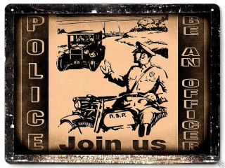 Police Bike Metal Sign Motorcycle Vintage Style Officer Cop Law Decor 461