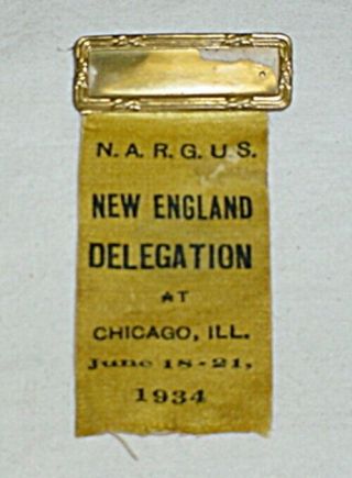 1934 Chicago World Fair N.  A.  R.  G.  U.  S.  Retail Grocers Ass.  Convention Badge Pin