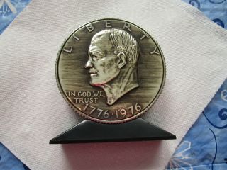 Vintage 1976 Bicentennial Ike Dollar Coin Bank Dwight Eisenhower No Key