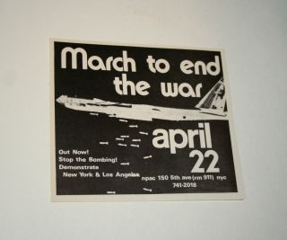 1960s 70s Anti Vietnam End War Protest B52 Bomber Bombing Mini Poster Nos