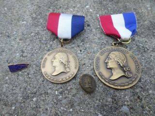4 Pc Daughters Of The American Revolution Good Citizenship Award Medal & Pin