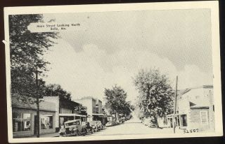 Rare 1940s Sepia Photo Pc,  Main Street Looking North,  Belle,  Mo.  Coca Cola Sign,