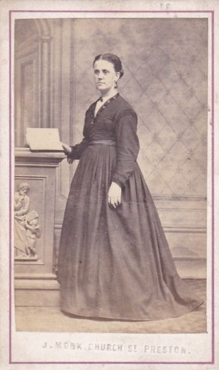 Antique Cdv Photo Standing Lady.  Long Dress.  Preston Studio.