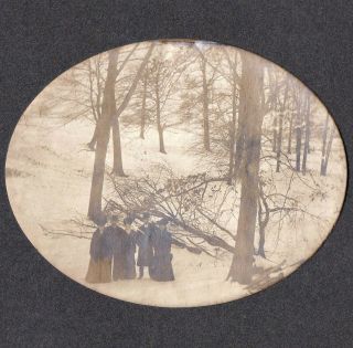 Snowy Scene In The Woods - Early 1900s Mounted Snapshot Photo