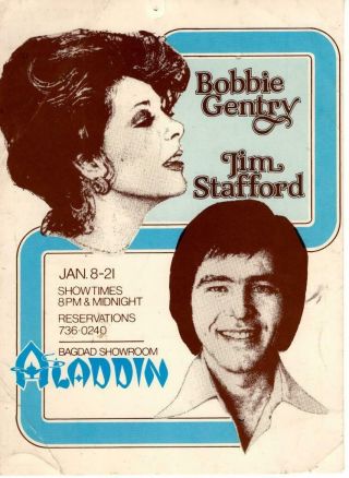 Aladdin Hotel Show Program For Bobbie Gentry & Tim Stafford