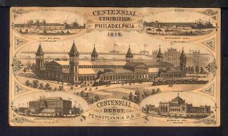 Centennial Depot Pennsylvania Railroad 1876 Trade Card Centennial Exhibition