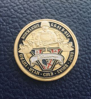 Dday Commemorative Coin 14k Gold Plated Usa Canada Uk June 6,  1944