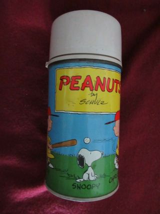 Vintage 1959 Peanuts By Schulz Metal Thermos Charlie Brown,  Lucy,  Snoopy,  Linus