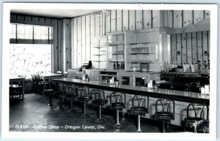 Rppc Oregon Caves,  Or Interior Coffee Shop Ca 1940s Sawyers Postcard