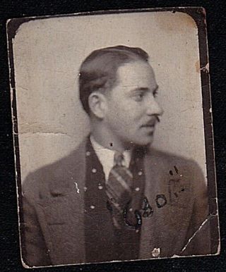 Old Vintage Antique Photo Booth Photograph Man With Moustache