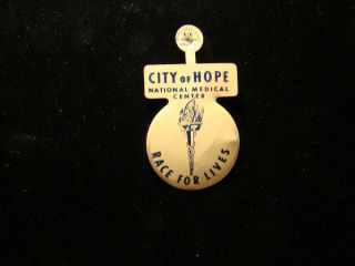 Litho Tin Pin - Vintage City Of Hope " Race For Lives " National Medical Center