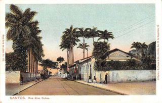 Santos Brazil Rue Braz Cubas Antique Postcard J48271