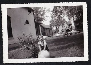 Vintage Antique Photograph Of An Adorable Little Baby Standing In Yard W/ Ball