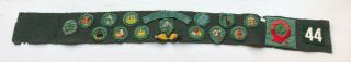 Vintage Girl Scout Felt Sash W 18 Patches - Gs Usa Patch,  Merit Badges Badge
