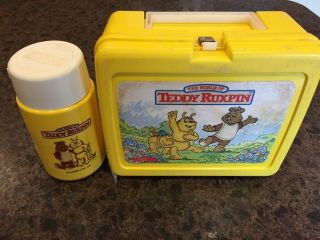 Vintage World Of Teddy Ruxpin Plastic Lunchbox W/ Thermos 1980’s Thermos