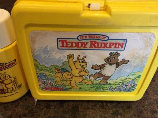 Vintage World Of Teddy Ruxpin Plastic Lunchbox W/ Thermos 1980’s Thermos 2